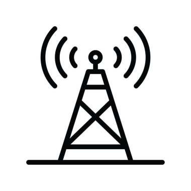 Çizgisel veya düzenlenebilir vuruş tasarımlarında televizyon ve teknolojiyle ilgili kule vektörü,