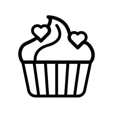 Cupcake vektör illüstrasyonu, izole çizgi tasarım simgesi