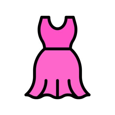 Kadınlar vektör illüstrasyonunu giyer, tasarım düzenlenebilir dış hat simgesini doldurur