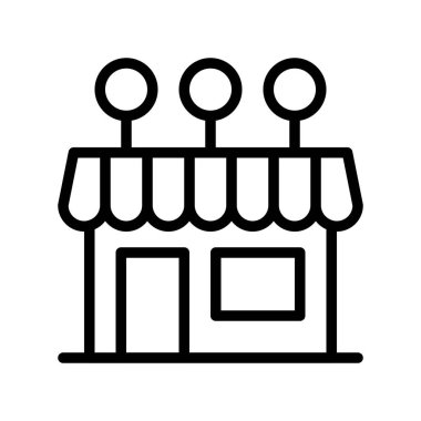 Şekerci dükkanı vektör çizimi, izole çizgi tasarım simgesi