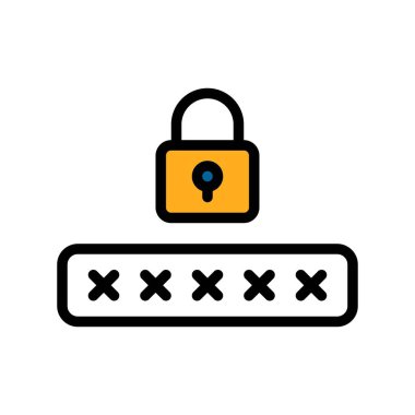 Düzenlenebilir felçli kilit vektörü ile tele-çalışma veya telekomünikasyon bağlantılı bilgisayar veya web sitesi giriş parolası