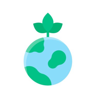 Dünya çapında sürdürülebilir veya geri dönüşümle ilgili yapraklar veya düz biçimdeki küresel ısınma vektörü