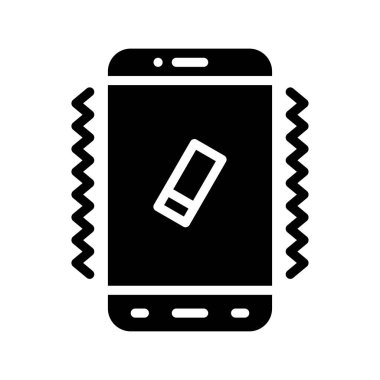 uygulama simgeleri, titreşim işareti ve katı tasarım vektörleri ile ilgili cep telefonu ekranını ayarladı