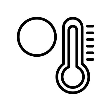 Yaz plajı ya da tatille ilgili yaz plajı termometresi. Güneş vektörü çizgisel tarzda.