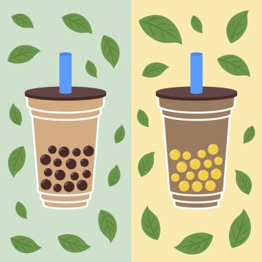 Kabarcık çayı veya İnci çayı vektör illüstrasyonu