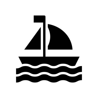 Hawaii ikonu ile ilgili kumaş, bayrak ve su dalgaları vektörlü katı tasarım teknesi veya gemi