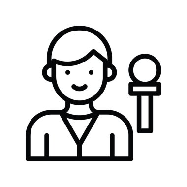 Televizyon ve teknolojiyle ilgili ses mikrofonu ve doğrusal veya düzenlenebilir vuruş tasarımında karakter vektörü