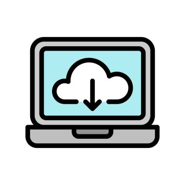 Bulut indirme vektörü, Sosyal medya doldurulmuş biçim düzenlenebilir vuruş simgesi