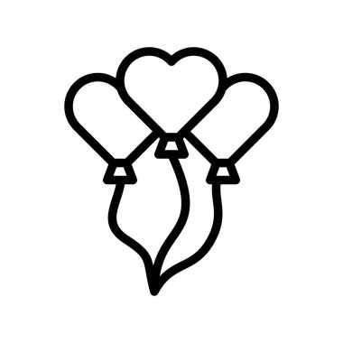 Kalp balonları vektör illüstrasyonu, satır tasarımı düzenlenebilir ana hatları