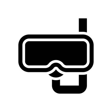 Yaz plajı ya da tatille ilgili yaz sahili yüzme şnorkeli ya da katı tasarım boru vektörlü gözlük