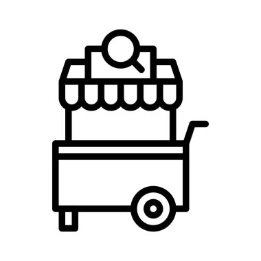 Şeker arabası çizimi, izole çizgi tasarımı simgesi