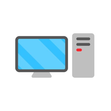 Kişisel bilgisayar vektörü, Elektronik aygıt düz tasarım simgesi