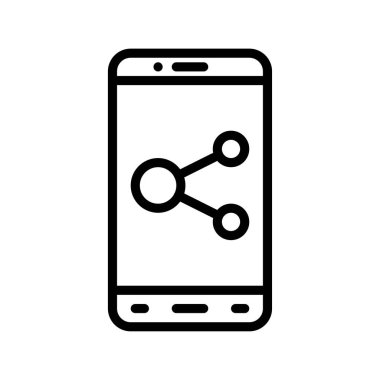 uygulama simgeleri, paylaşım işareti, daireler ve doğrusal biçimdeki düğme vektörleri ile ilgili cep telefonu ekranını ayarlar