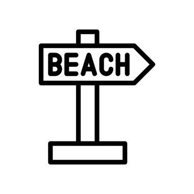 yaz plajı veya bayramla ilgili plaj tahtası ok göstergesine sahip lineal tarzda stand vektörü ile