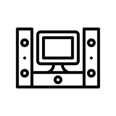 Televizyonlar ve teknoloji, ilgili sesler, hoparlörler vektörler, doğrusal ya da düzenlenebilir vuruş tasarımları,