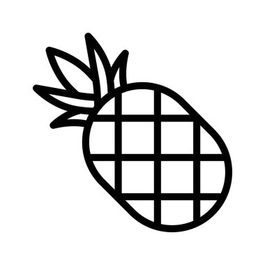 Ananas vektörü, Barbekü bağlantılı çizgi tasarımı düzenlenebilir vuruş simgesi