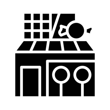 Şekerci dükkanı vektör çizimi, izole edilmiş katı tasarım simgesi