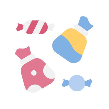 Şeker torbası vektör çizimi, izole edilmiş düz tasarım simgesi