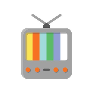 Televizyon ve teknolojiyle ilgili eski televizyon vektörü düz tasarımda