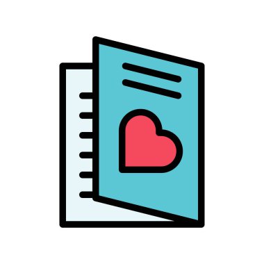 Davetiye kartı vektörü, Valentine ve aşkla ilgili ana hatlar biçimi simgesi