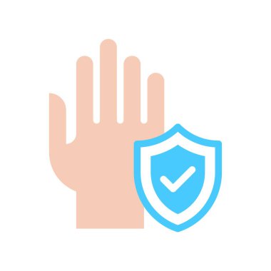 Koruma rozeti ve kalkan vektöründe düz stil işaret ile el yıkama veya hijyen bağlantılı el.