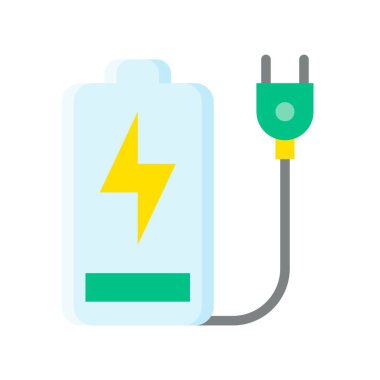 Düz stil şarj işareti vektörü ile sürdürülebilir ya da geri dönüşümle ilgili anahtar