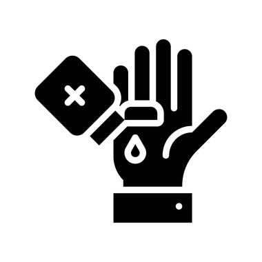 Corona virüsüyle ilgili el yıkama makinesi katı tasarımda el vektörüne düştü