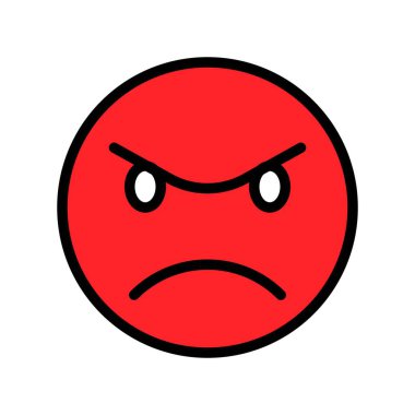 Kızgın yüz vektör illüstrasyonu, doldurulmuş tasarım simgesi düzenlenebilir ana hatları