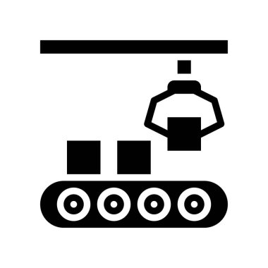 Robotik Silahlar vektör çizimi, gelecekteki teknoloji katı tasarım simgesi