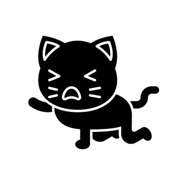 Şirin Kedi avatar vektör çizimi, katı biçim simgesi