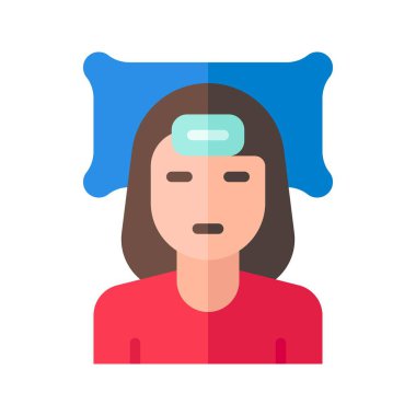 Corona virüslü yatak istirahatı hasta vektörü düz stilde