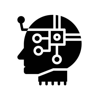 Devre çip vektörü olan robot kafası, Yapay olarak ilişkili katı biçim simgesi