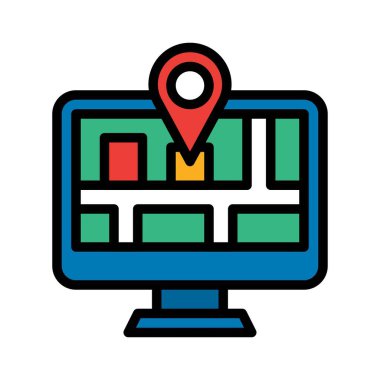 Düzenlenebilir felçli konum ya da harita vektörü ile ilgili bilgisayar ekranının tele-iş ya da telekomünikasyonu