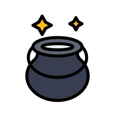 Cadı kazanı vektörü, sihirle ilişkili dizayn ile ilgili düzenlenebilir vuruş simgesi