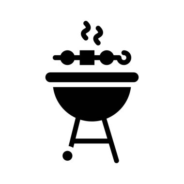 Barbekü ızgara vektörü, barbekü bağlantılı katı tasarım simgesi