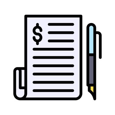 Ekonomik durgunlukla ilgili simgeler sayfası dolar işareti ile ve başlık vektörlü kalem ve düzenlenebilir vuruş