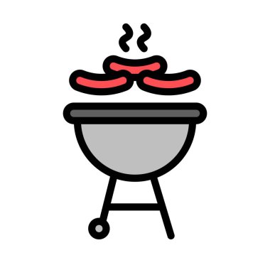Barbekü ızgara vektörü, barbekü ile ilgili tasarım düzenlenebilir vuruş simgesi
