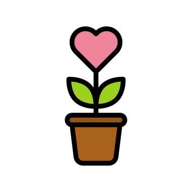 Çiçek vektörü, Sevgililer Günü ve aşkla ilgili ana hatlar biçimi simgesi