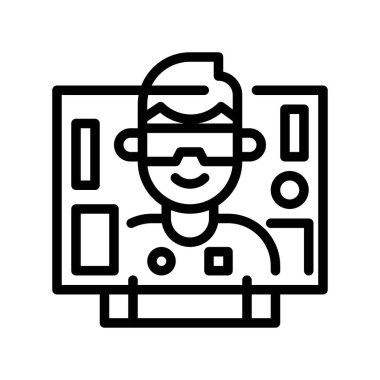 Sanal gerçeklik vektörü çizimi, gelecekteki teknoloji çizgisi tasarım simgesi