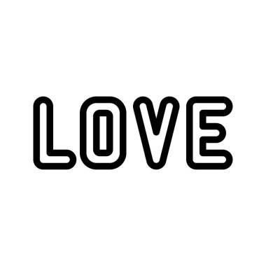 Alfabe vektörünü, Valentine 'ı ve sevgiyle ilgili satır simgesini sev