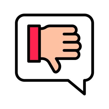 Konuşma kabarcığı vektöründe parmakla, sosyal medya biçiminde düzenlenebilir vuruş simgesi