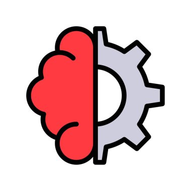 Yarı beyin, yarı vites vektörü, yapay doldurulmuş biçim simgesi