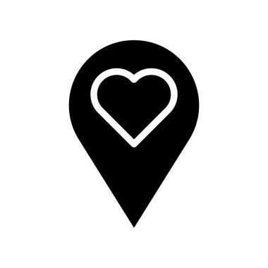 Kalp iğnesi çizimi, izole edilmiş katı tasarım simgesi