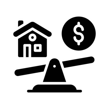 Ekonomik durgunlukla ilgili ev binası. Dolarlık penni ve kaydırak vektörleri sağlam tasarım.