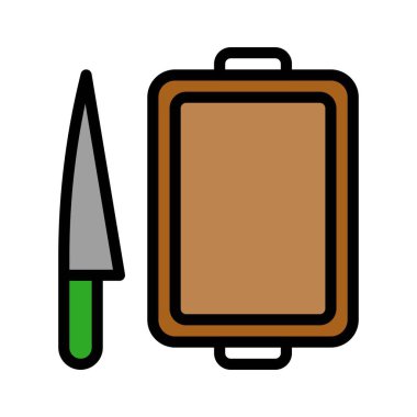 Bıçak ve kesme tahtası vektörü, barbekü ile ilgili tasarım düzenlenebilir vuruş simgesi