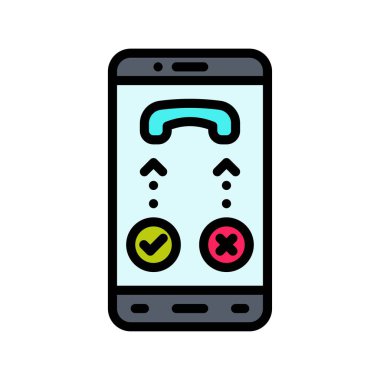 uygulama simgeleri arama ile ilişkili cep telefonu ekranı ayarlandı ve evet ya da hayır işaretleme vektörleri düzenlenebilir vuruş ile