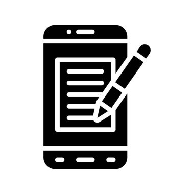 uygulama simgeleri ile ilgili cep telefonu ekranı kalem ve sayfa ile katı tasarım vektörleri ile ayarlandı