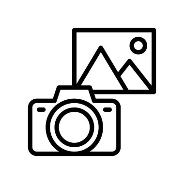 eğlence bağlantılı kamera flaş ve galeri fotoğraf vektörleri doğrusal biçimdedir