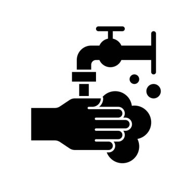 El yıkama vektörü çizimi, hijyen katı tasarım simgesi 