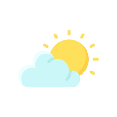 Yaz plajı ya da tatil kaynaklı yaz bulutu güneş ışığı vektörünü düz bir şekilde parlatır